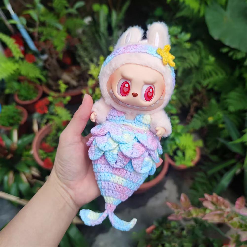For 17cm Labubu Doll Clothes Fashion Clothes Swimwear Mermaid Clothes Color Match Cherry Suit Dolls Accessories Cute Decoration Little Clothes