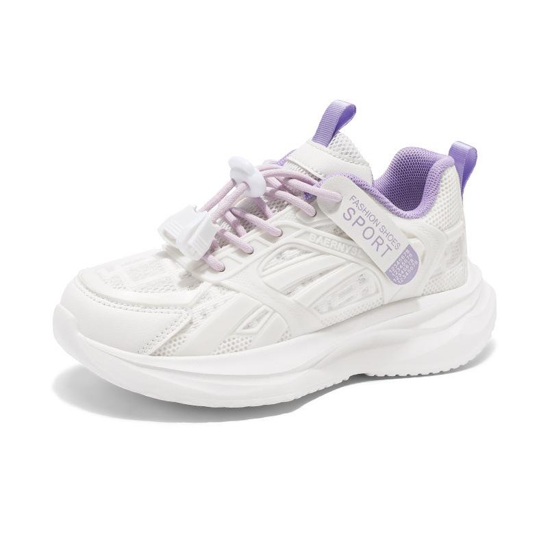 Summer Girls Mesh Sneakers Small Middle School Older Children Students Lace-Up Running Shoes Lightweight Shock Absorbing Breathable Classmate