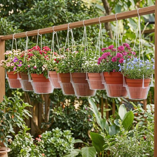 Yousheng Flower Pot Watering Tray, with Hooks Hanging Baskets, Ventilation Easy Installation Plant Tray, for Indoor Outdoor Hanging