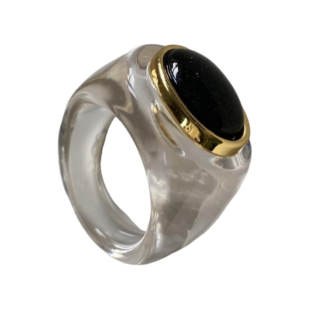 Stylish Resin Gemstones Ring Lightweight Transparent/Amber Color Finger Ring Accessories for Fashion Forward Women