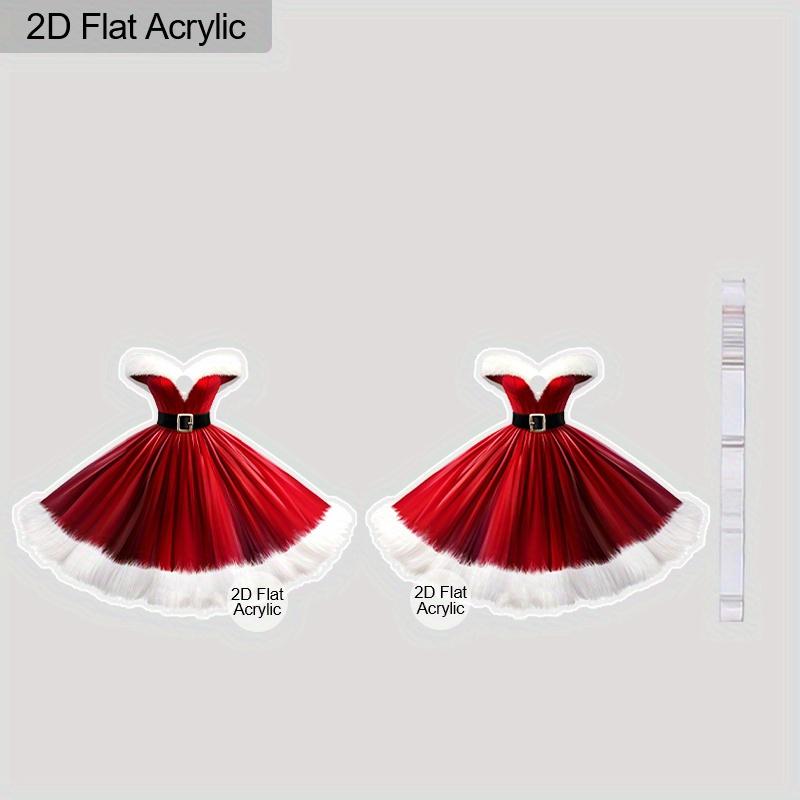 2D Flat Santa Claus Dress Earrings for Women Christmas Red Skirt Earrings Dangle Acrylic Clothing Drop Earrings Christmas Jewelry Gift