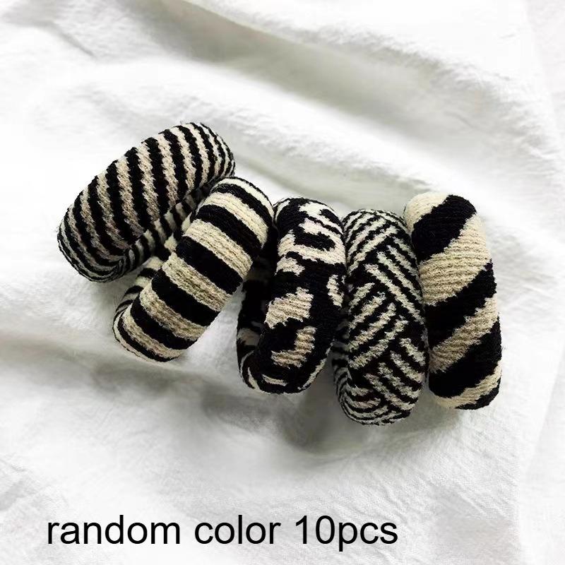 10pcs Printed Seamless Elastic Hair Ties -Hair Rings For Ponytails-Solid Color Hair Accessories For Women Comfortable & Durable