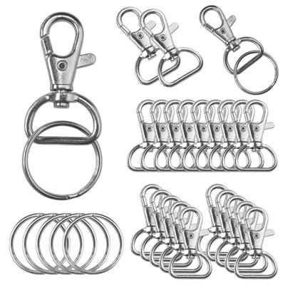50 Pack Metal Swivel Clasps Lobster Clasp Lanyard Snap Hook 1 5/8” X 1” (Wide 3/4” D Ring) With 50 Key Rings