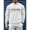 Men's Versatile Long Sleeve Crewneck Sweatshirt, Fashionable Simple Style With Distinctive California Pattern Print