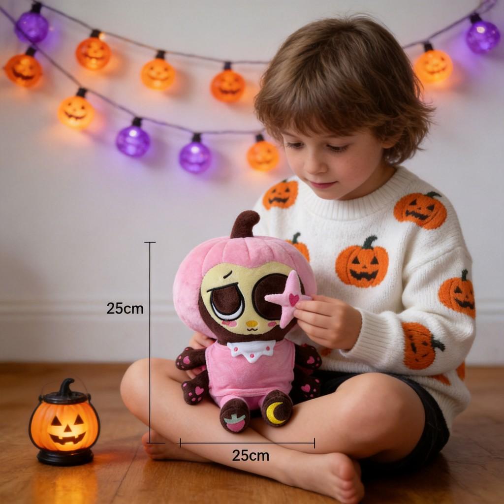 Dandys World Peluche di Zucca di Halloween con Tessuto Corto e Morbido per Bambini e Adulti