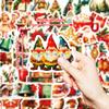 50 PCS Vintage Christmas Stickers - Holiday Decals for Phones, Luggage, Party Decor