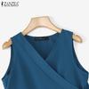 ZANZEA Women Casual V-Neck Sleeveless Lace Up Tank Tops