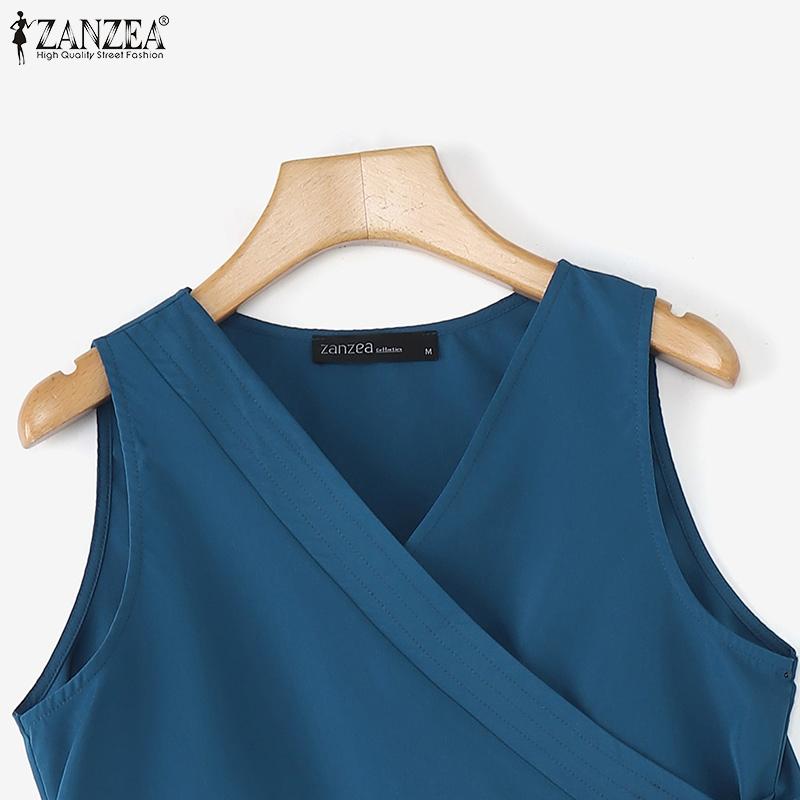 ZANZEA Women Casual V-Neck Sleeveless Lace Up Tank Tops