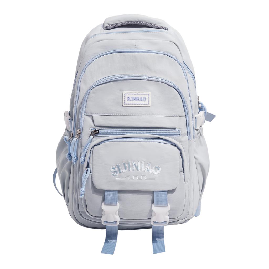 Schoolbag New Campus Style High Value Large Capacity School Bag Fashion Versatile Solid Color Backpack Wide Shoulder Strap Lightweight Backpack Women