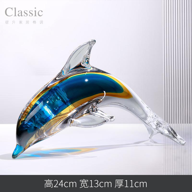 

Glass Dolphin Ornament Art Sculpture Ornament Home Office Decoration Crafts Light luxury living room desktop Advanced Art Gifts синий