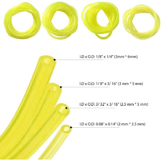 4 Sizes Gas Fuel Line Hose Yellow 8FT Fuel Tube for 2 Cycle Small Engine