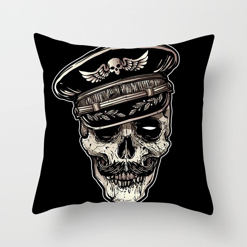 Black Grey Skull Face Living Room Decor Pillowcase Car Halloween Sofa Cushion Cover