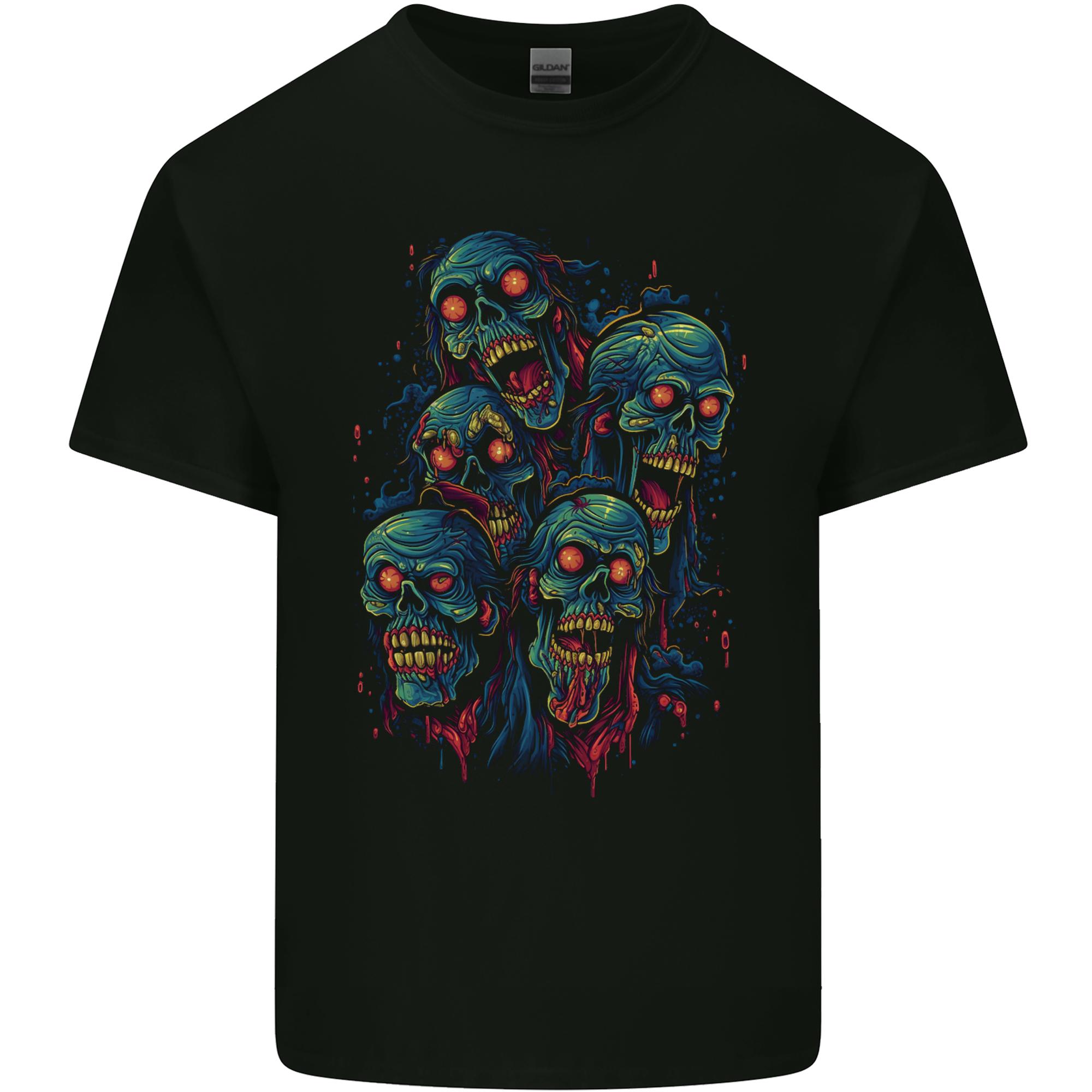 5 Zombie Skulls Halloween Unisexs Light Cotton TShirt S
