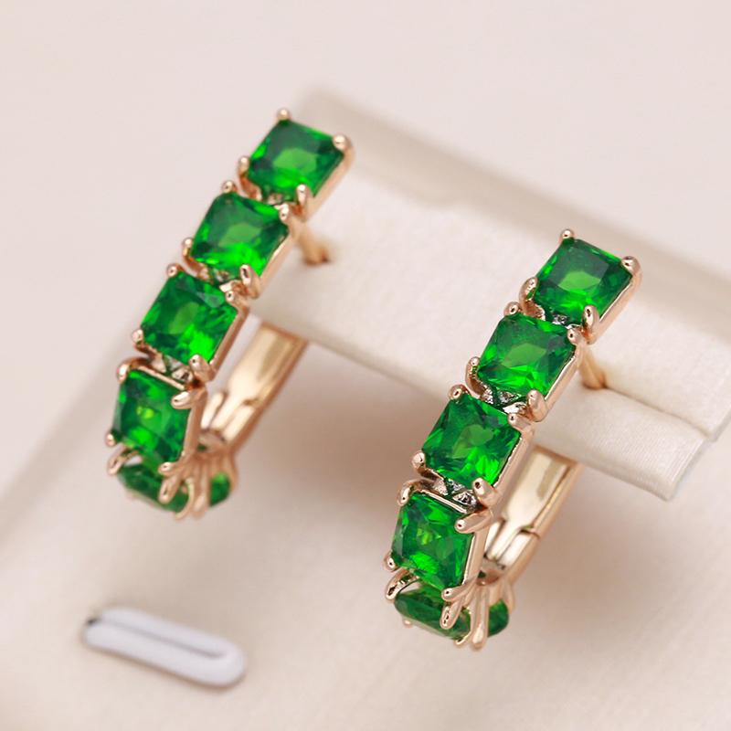 New Emerald Square Cut Zircon Drop Earrings For Women Luxury Natural Zircon With  Rose Gold Earrings Wedding Jewelry