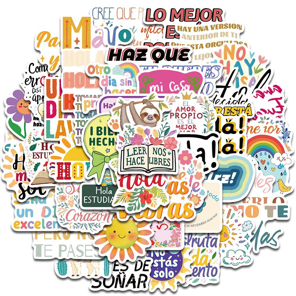 50PCS Spanish Motivational Sticker Harajuku Notebook Laptop Luggage Waterproof Coffee Skateboard Classic Graffiti Art Sticker