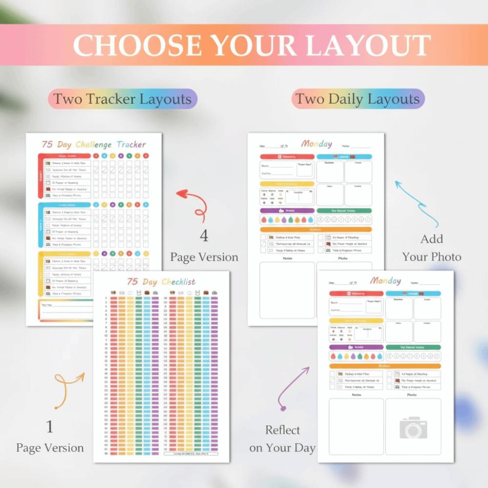 Progress Tracking 75 Soft Challenge Journal Goal Setting 75 Tracker  Habit Formation