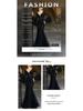 Elegant 2025 Black Lace Embroidered Fishtail Evening Dress for Women