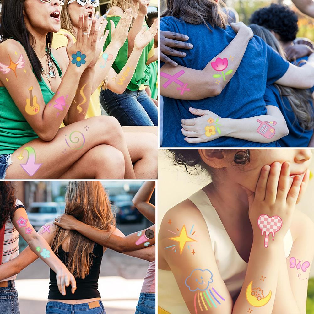 10sheets Y2K Small Elements Tattoo Stickers For Arm Body Hand Temporary Waterproof Tattoo Stickers Kids Festival Party Supplies