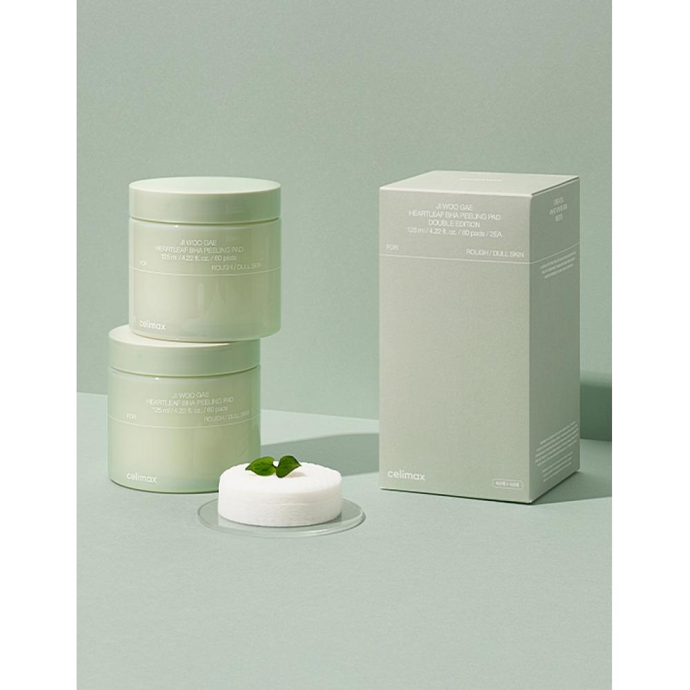 

Celimax Houttuynia Cordata Baha Eraser Peeling Pad Double Package 60 Sheets 2 Box + 10 Additional Pads Included