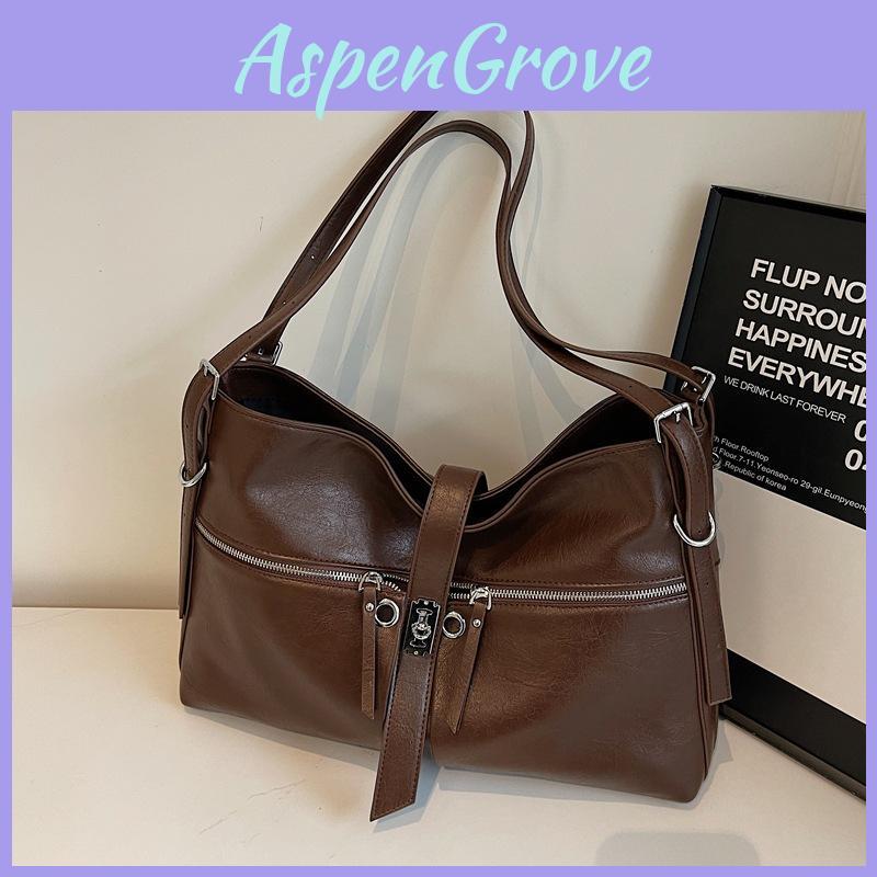 Chic Retro Large Tote Bag For Women In Black Brown Or Coffee Stylish Versatile Design For Fall And Winter