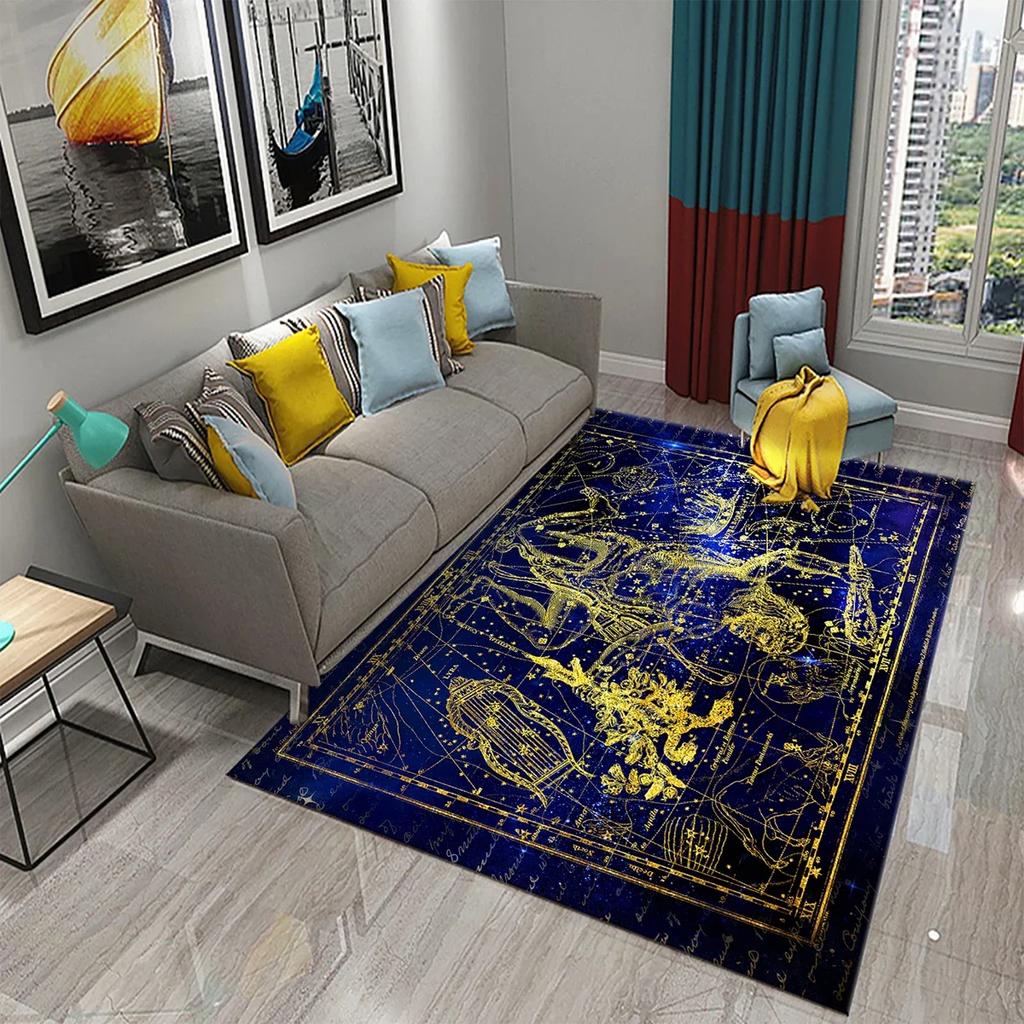 Twelve Constellations Carpet Astrology Rug Mystic Divination Rectangle Area Rugs for Adult Yoga Mats Living Room Decor Door Mat