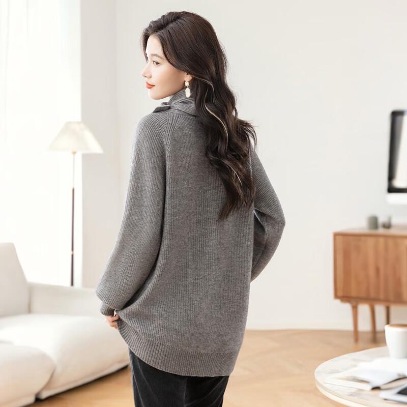 Women's Mid-Length Korean Style Long Sleeve Pullover Sweater