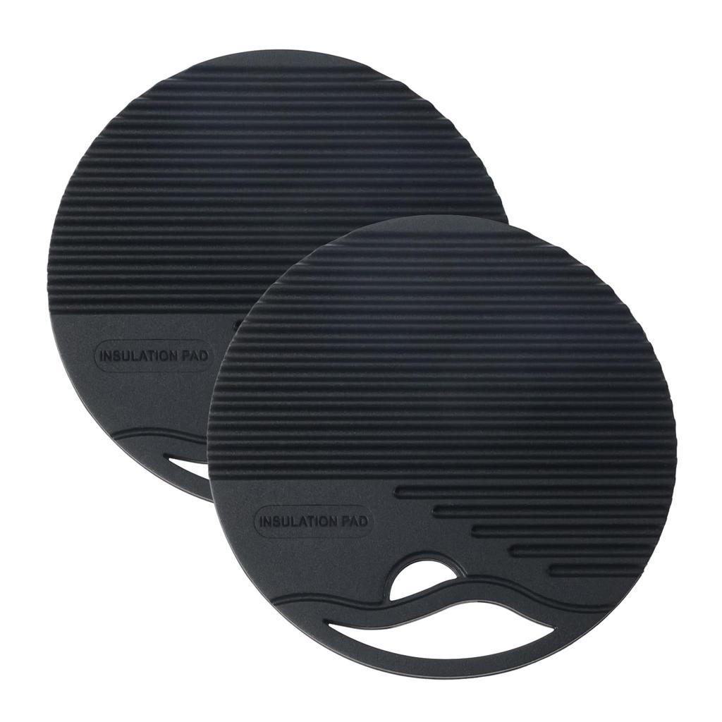 Kyododoya Japanese-style Coasters, Set of 2, Silicone, Round, 10cm Diameter, For Cold Drinks, Heat Resistant Up To 260°C, Non-Slip, Black