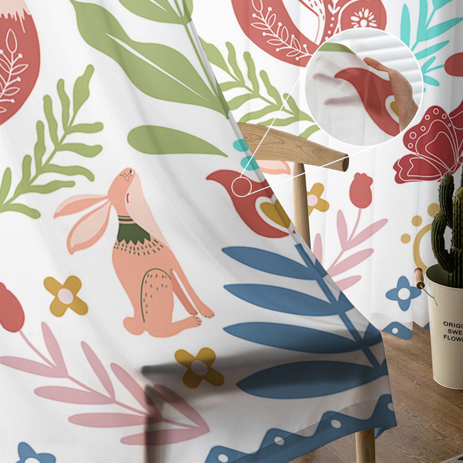 Бабочка Цветок Любовь Кролик В горошек Лиса Вуаль Прозрачные Шторы Гостиная Окно Тюль — фото 5