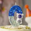 Number Zero Candle with Astronaut Design Glitter Birthday Cake Decoration for Kids Baking Party Supplies 0-9 Digit Candles Set