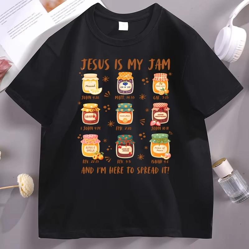 Jesus Is My Jam Tshirt Unisex Women Casual Cotton Short Sleeve Boho Christian TShirt Religious Tee Trendy Faith Unisex Clothes