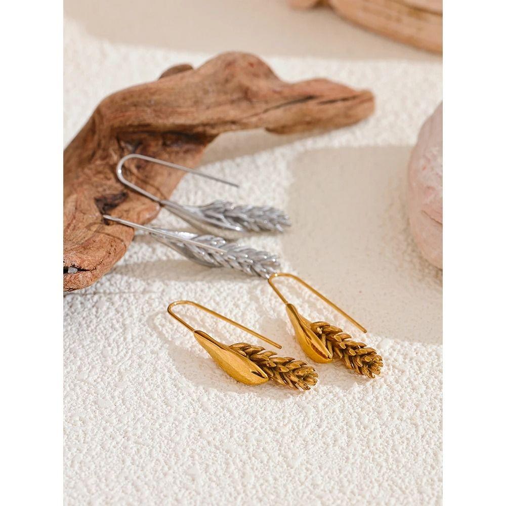 Wheat Ear Stainless Steel  Earrings Copper Earrings of Wheat Ears Personal Statement Jewelry  Women