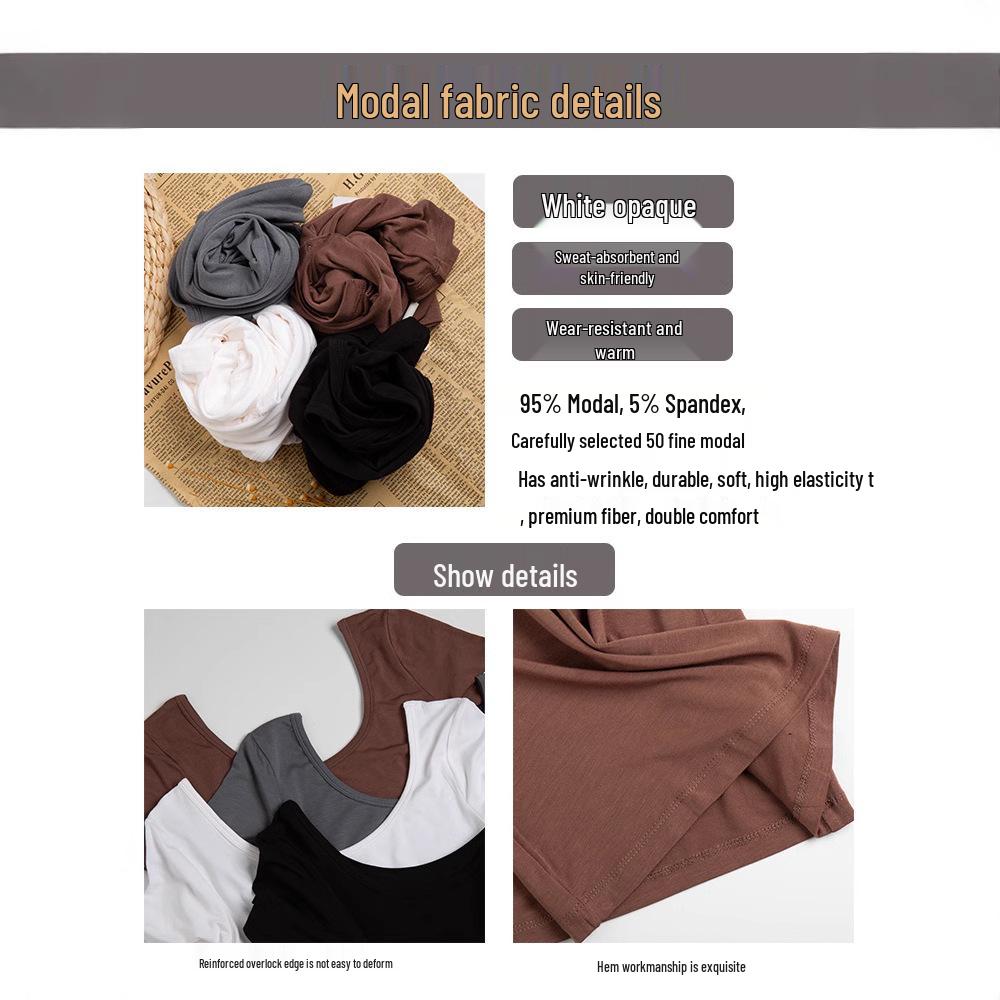 Women's Black Slim-Fit Modal Half-Sleeve Round Neck T-Shirt