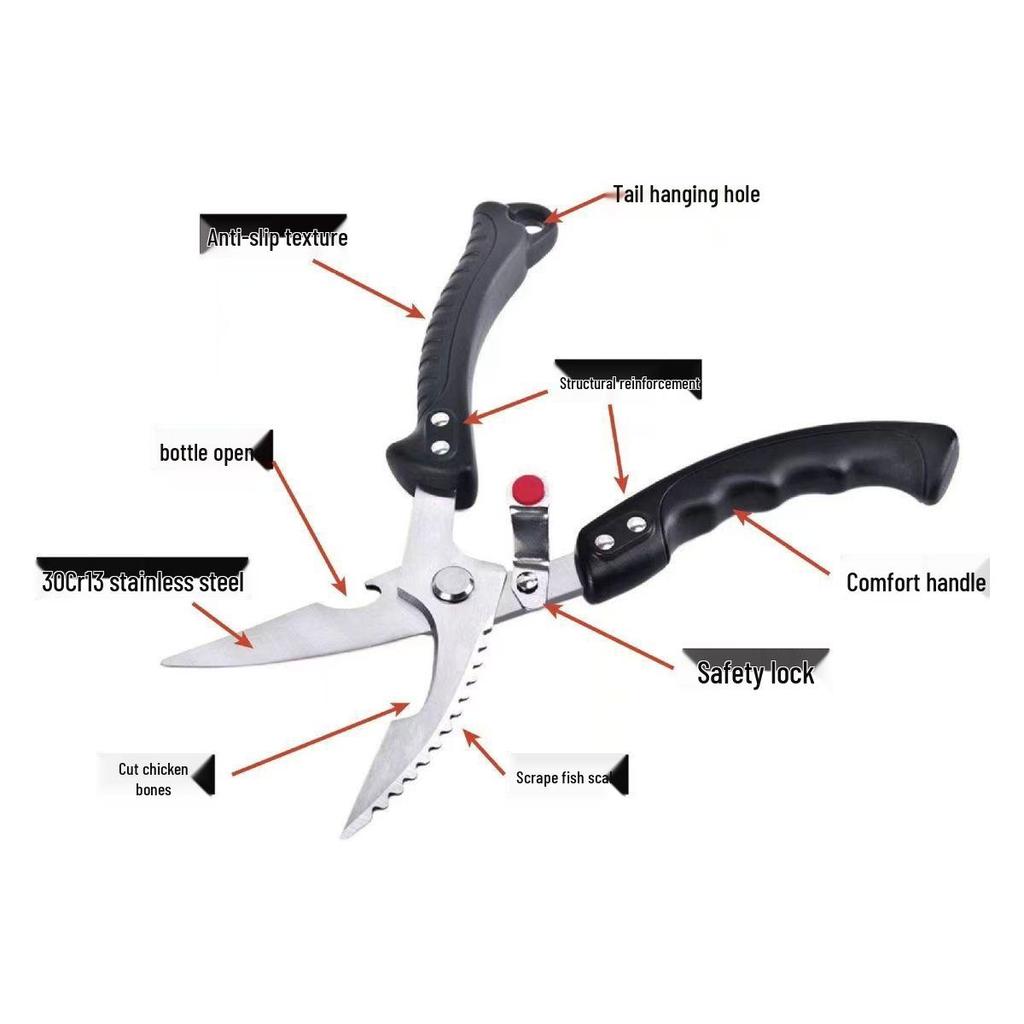 Kitchen Strong Stainless Steel Multi-Functional Bone Cutting Knives & Scissors