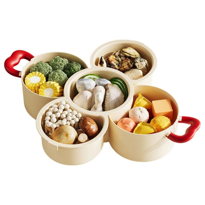 Multi Compartment Food Prep Organizers Tray Featuring Drainage Base Stackable Design For Efficient Kitchen Space Saving And Storage кремовый/белый