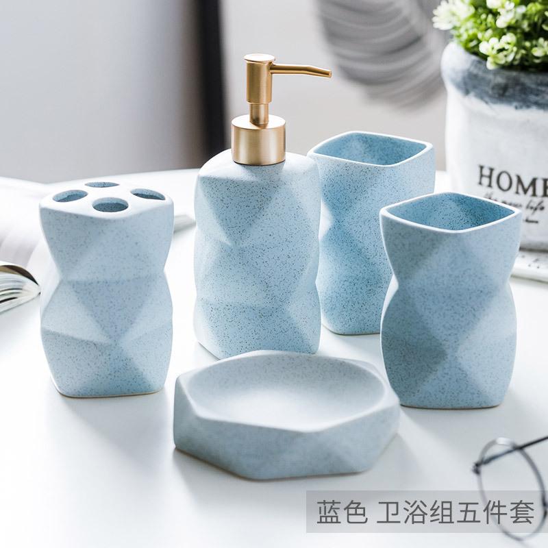 Ceramic Bathroom Wash Set Bathroom Supplies Toothbrush Cup Toothbrush Cup Soap Dish Lotion Bottle Household Toiletries Set
