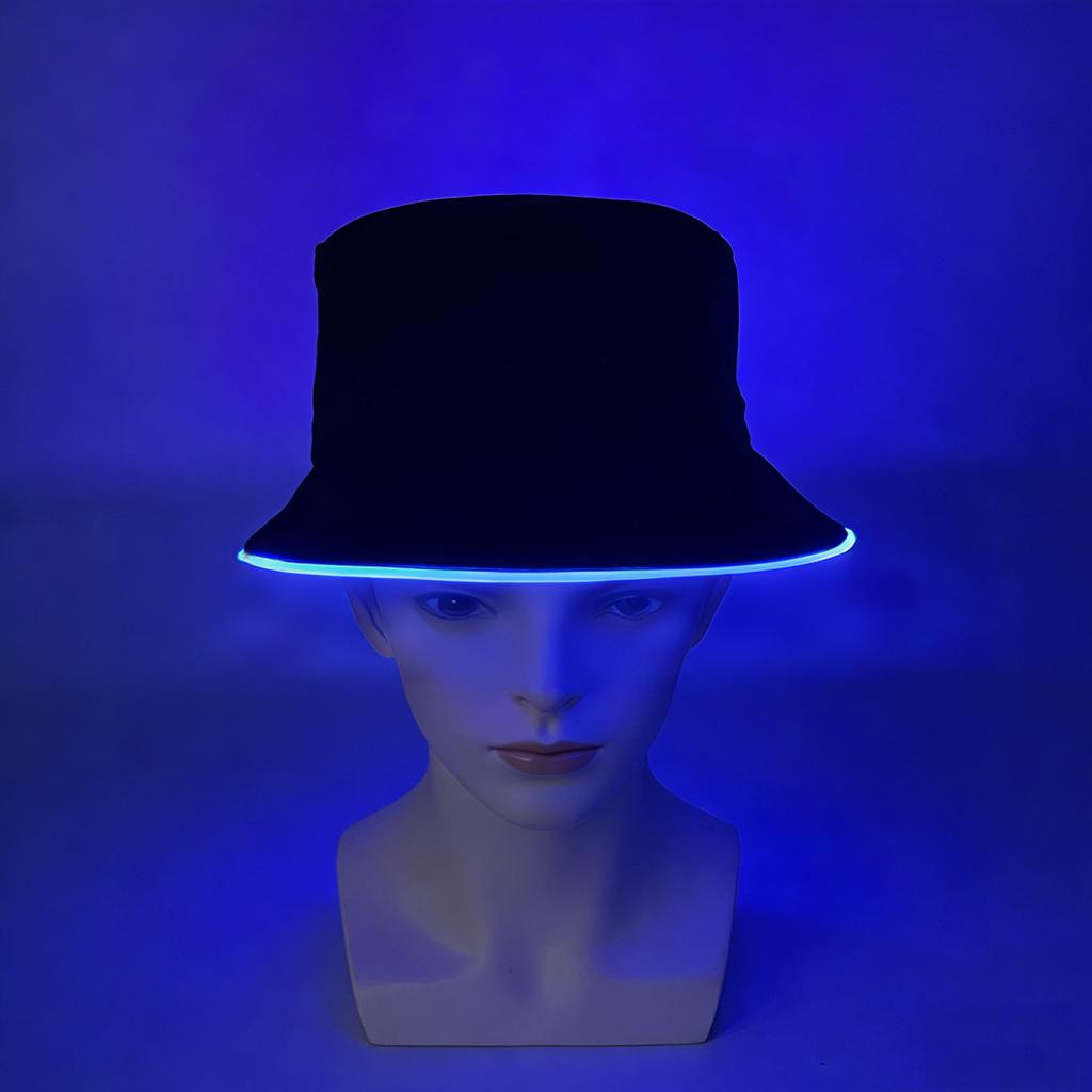 Kreativer Mehrfarbiger 6V LED-Faser-Fischerhut mit vier Funktionen, Mode, Outdoor-Sport, Kostümzubehör oder Performance-Requisiten