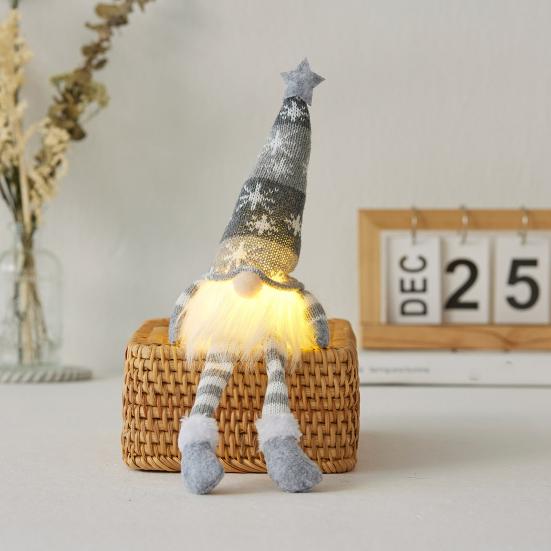 Lighted Christmas Gnome Decoration Mini Christmas Plush Gnome Figure Light Up Swedish Tomte Doll for Winter Tabletop Decor