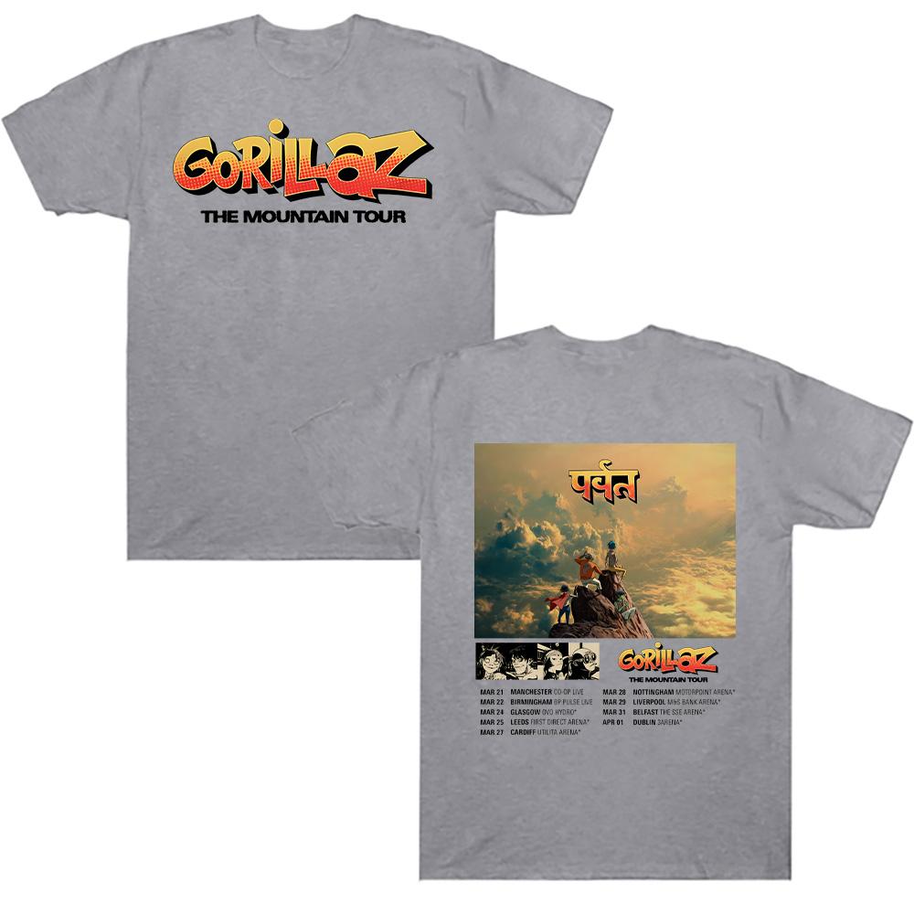 Cotton T-shirts Gorillazs The Mountain Tour Tshirt Music Band Punk Rock Y2K Tee Unisex Summer High Quality Casual Clothes