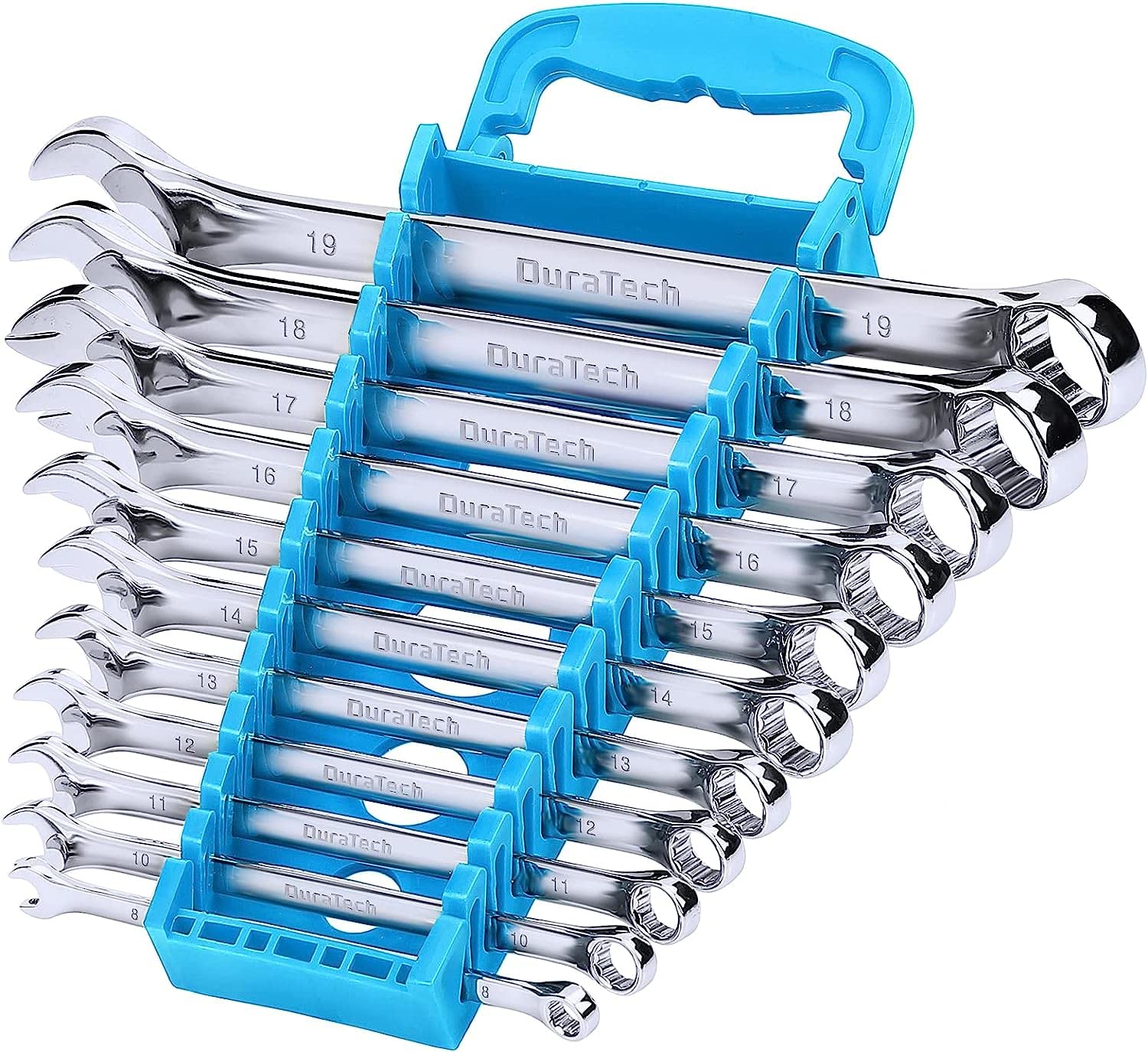 DURATECH Combination Wrench Set, 11-Piece Set, Single-Ended Wrenches, 8-19mm, Compatible with CR-V, Mirror Finish, Auto Repair, Maintenance, Assembly,