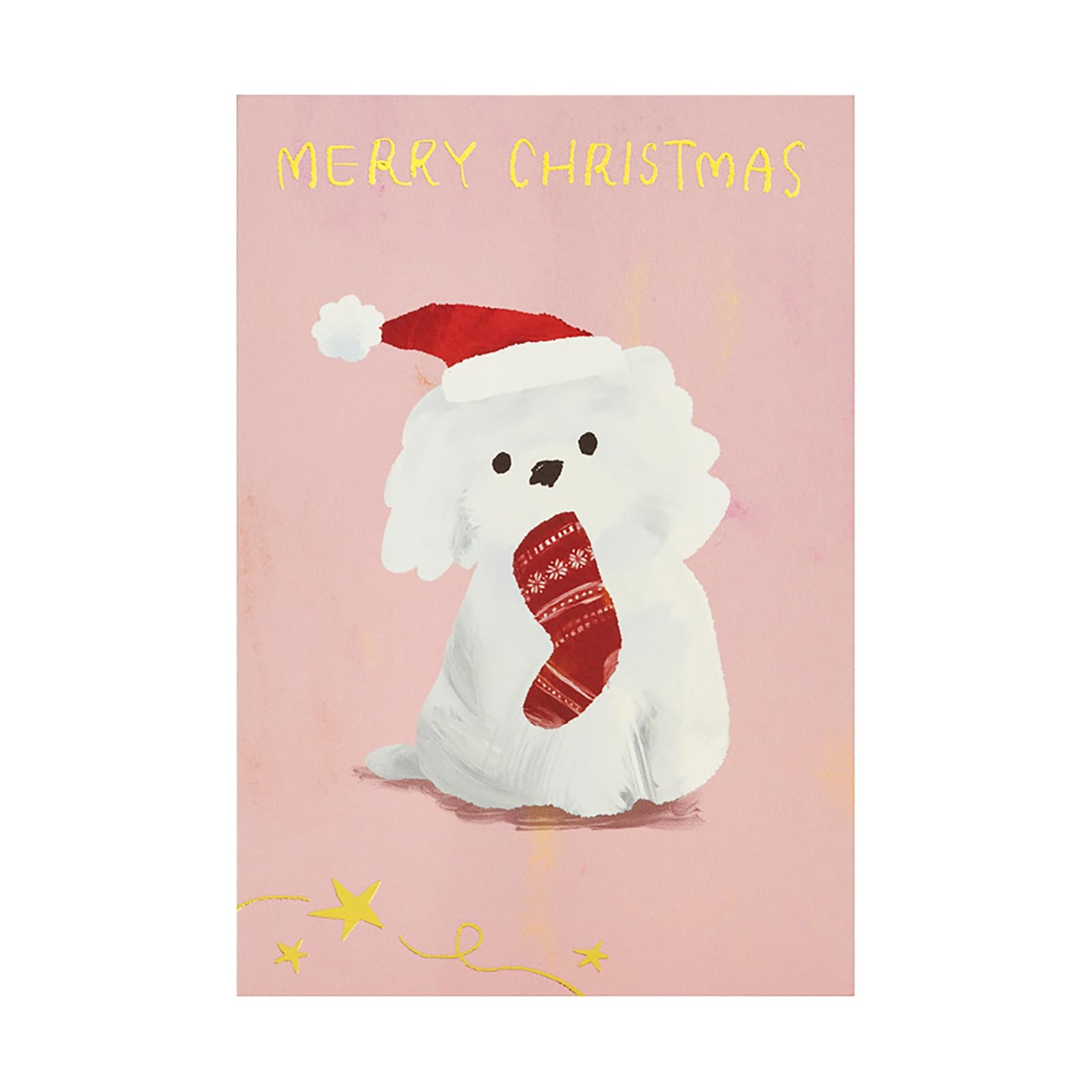 Sanrio Christmas Card Pink background with white Message Greeting JX 108162 Postcard, dog, Card, Card, 29-4 розовый