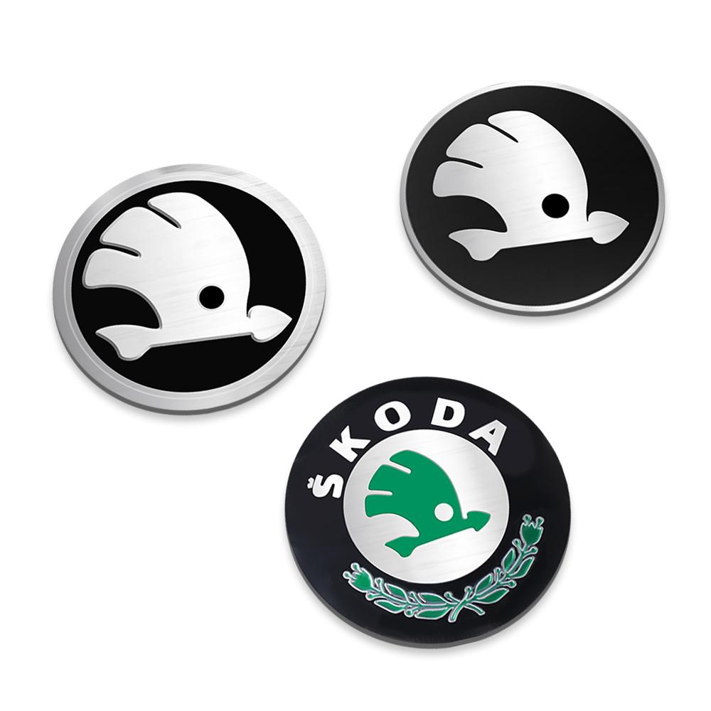 DAYB7 4pcs Car Emblem Wheel Center Hub Cap Cover Sticker Decoration Accessories For Skoda Rapid Octavia VRS VII S Kodiaq Karoq Fabia