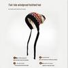 Women's Fair Isle Pompom Knitted Hat - Retro Jacquard Wool with Ear Protection for Winter Warmth
