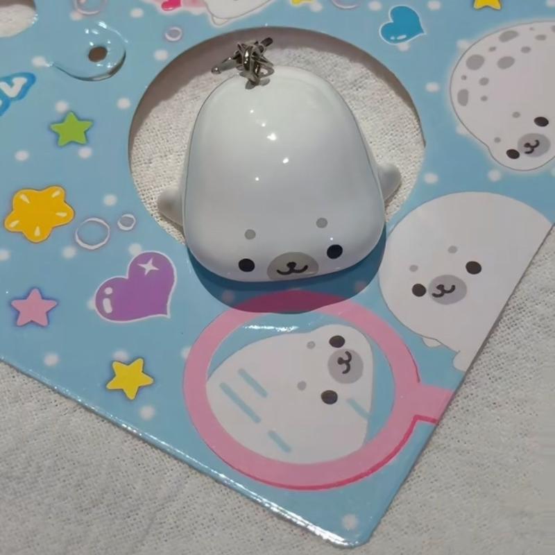 Cute 3D Seal Keychain Solid White Transparent Blue Ocean Animal Mini Bag Charm Pendant For Women Girls Key Chains Jewelry
