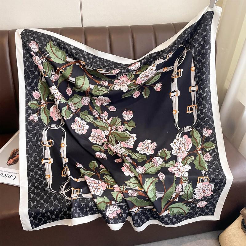 Lightweight 90x90cm Square Scarf Women Navy Style Sun Protection Silk-Like Feel Wear Chic Versatile Accessory