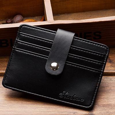 Reverse Faux Leather Card Wallet (Black) Card Holder Pocket Wallet