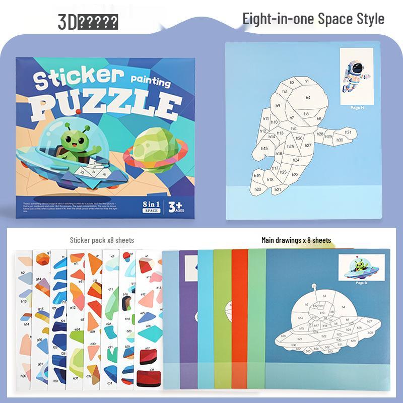 TEMU 3D Geometric Collage DIY Stickers for Kids' Creative Education