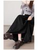 2025 Fall/Winter Layered Woolen Flare A-Line Skirt - Slimming, High-Waist, Long Design
