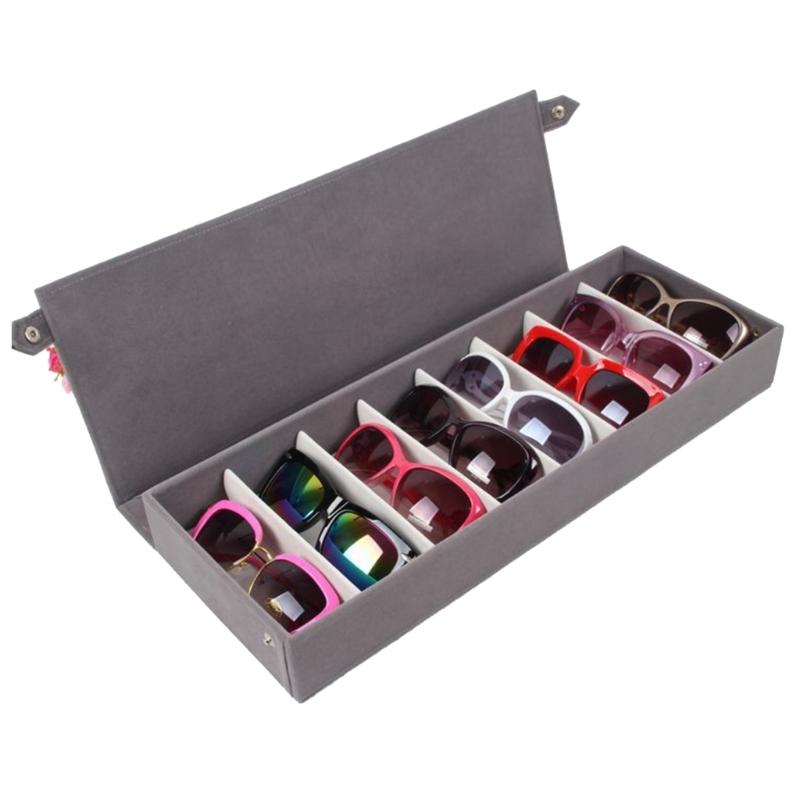 8 Slot Glasses Storage Box Rectangle Sunglasses Storage Container Holder for Home Bedroom Dormitory Tabletop Storage