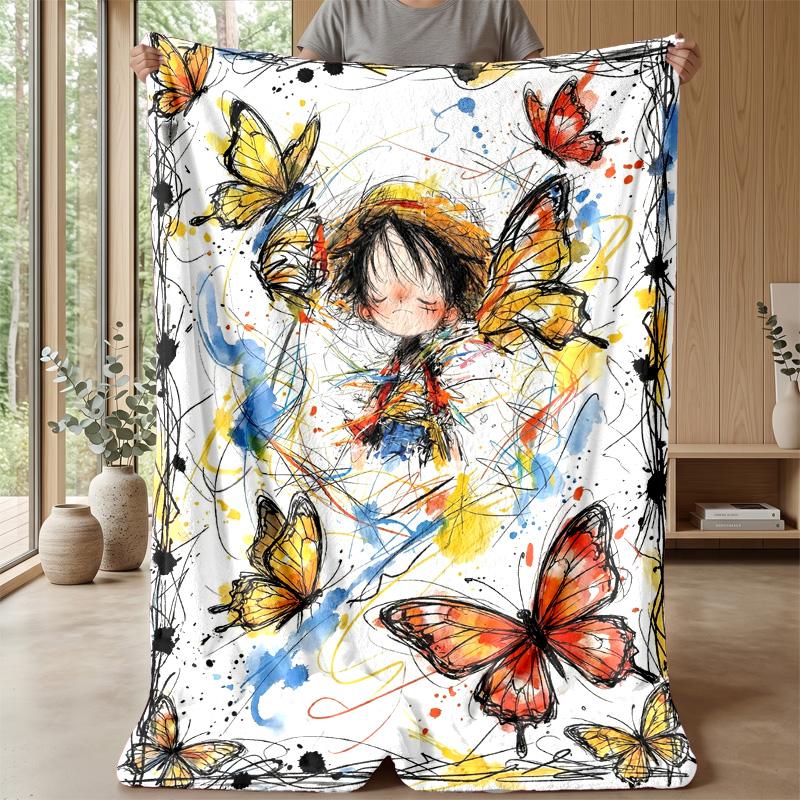 Butterflies in Heart Light blanket Personalized Name Flannel Blanket Soft Cozy Plush Throw for Sofa Bed Lightweight Home Decor