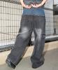 WEGO Džínové cargo kalhoty s dvojitým pasem Vintage Velikost Denim Černá Sonata Pánské Kalhoty, Kalhoty, Spodky, Streetwear, Oblečení, Léto/Podzim, Dárek, M,
